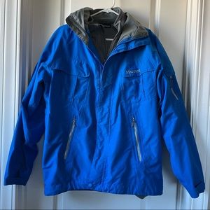 Marmot Men’s Ski Jacket Blue Shell with Gray Fleece (2 COATS IN ONE) Size M